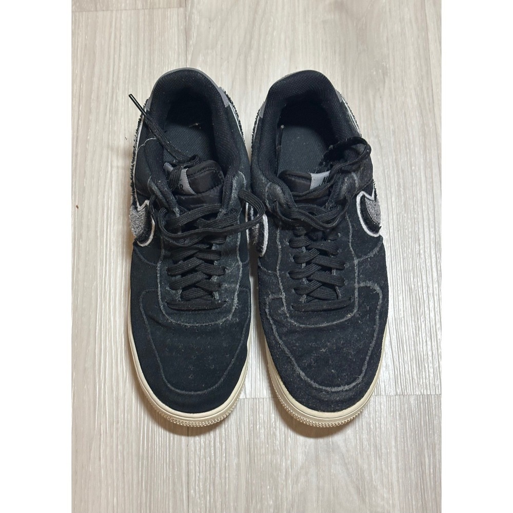 Nike Sneakers Mens 8 Black Cool Grey Air Force 1 Low 3D Chenille Swoosh - Picture 2 of 16